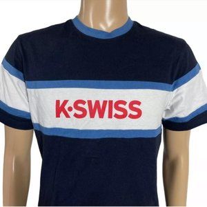 K Swiss Logo T Shirt Color Block Spell Out Shield